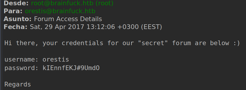 Brainfuck-mail-creds